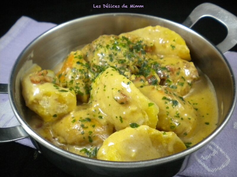 Hauts de cuisses de poulet aux pommes et aux lardons 4