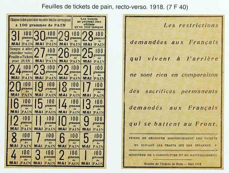 Feuilles de tickets de pain